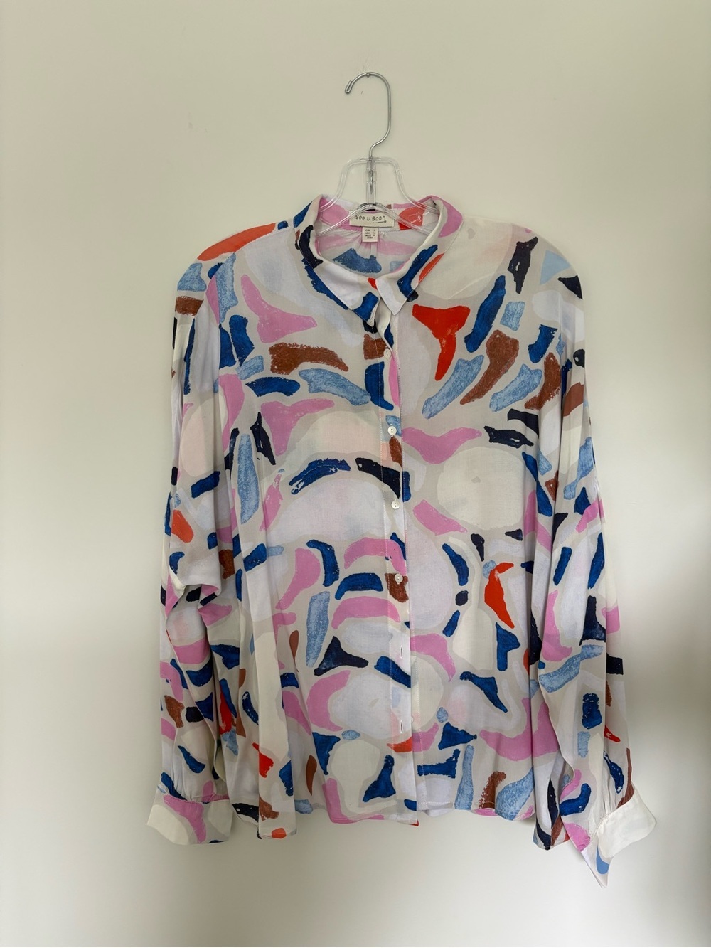 See U Soon Abstract Print Button-Up Blouse - Multi - Picture 2 of 6
